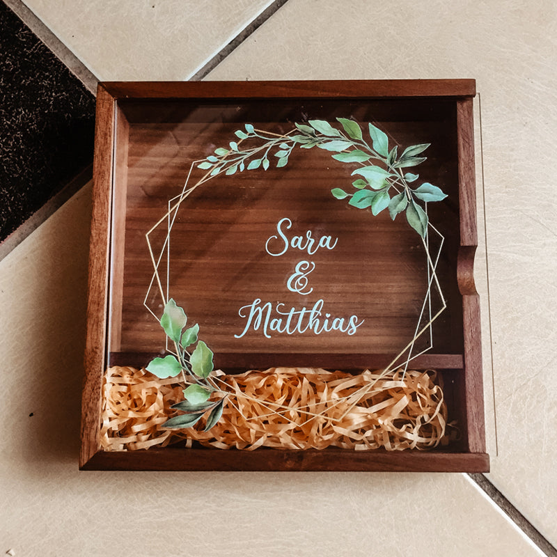 Cutie din lemn cu capac glisant pentru stick și poze 10/15cm