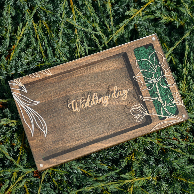 Cutie din lemn pentru stick și poze cu capac din plexiglas