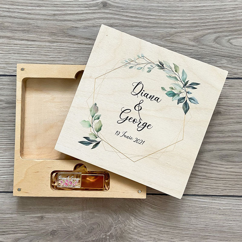 Cutie lemn stick usb