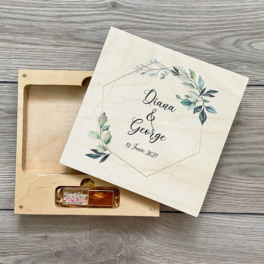 Cutie lemn stick usb